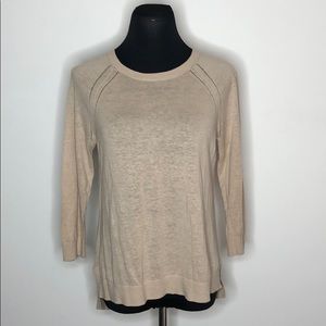 3/4 sleeve sheer knit sweater